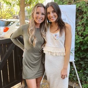 Army green front tie Dress